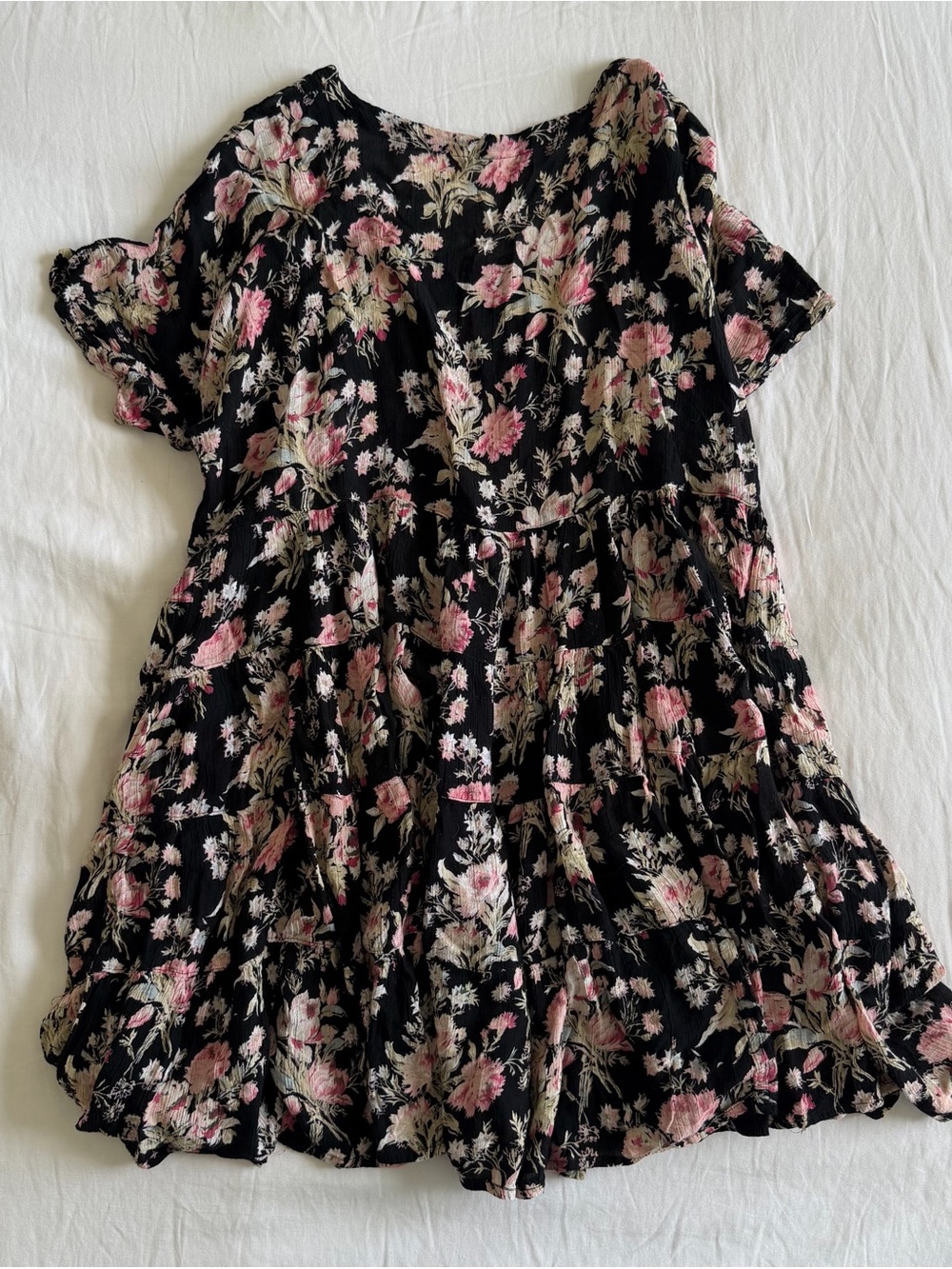 Black floral babydoll dress